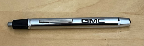 VINTAGE ~ GMC FLASHLIGHT POCKET PEN LIGHT ~ SILVER CHROME WITH CLIP AND WORKS!!!