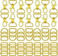 56 Pieces D Rings for Purse Bag Hardware 25 mm, Gold
