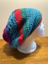 Handmade Crochet Slouchy Hat tam Multicolor hippie,dreads 