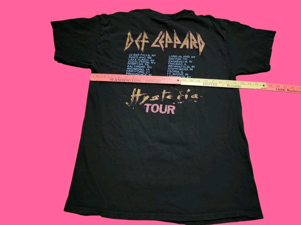 Mens L DEF LEPPARD Hysteria Tour 1980 Throwback T Shirt Double