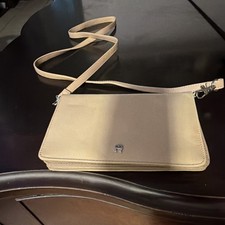 Beige Solid Women's Wallet Wristlet Credit Card Zipper Folding Strap
