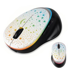 Bluetooth Wireless Mouse Starry Sky RGB Ergonomic Dual Mode Recharge White