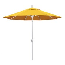 Pemberly Row 9' White Patio Umbrella in Sun-brella 1A Sunflower Yellow