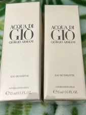 Giorgio Armani Acqua Di Gio EDT & EDP Travel Sprays, .5 oz. Each, New & Sealed!