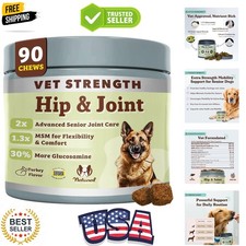Vet Strength Hip Joint Chews for Senior Dogs 90ct Joint Flexibility Suppo...