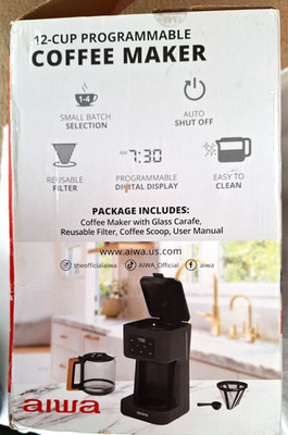 Aiwa 12-cup Programmable Coffee Maker With Digital Display NEW!