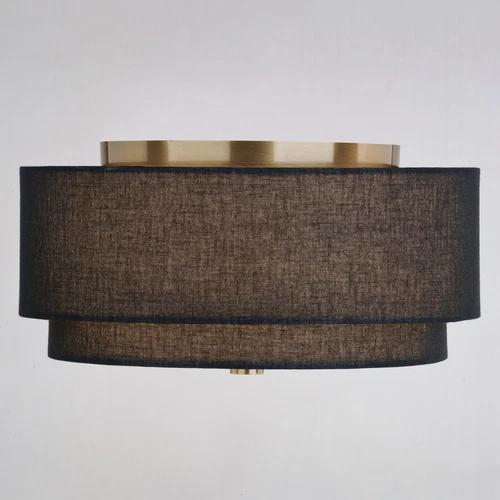 Burnaby 13-in. 2 Light Flush Matte Brass with Black Fabric - Picture 2 of 6
