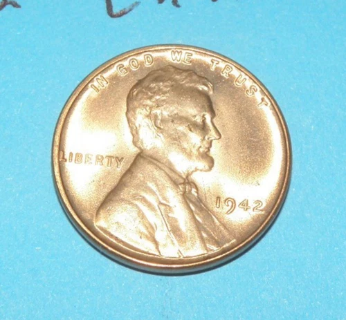 1942    LINCOLN WHEAT CENT   CHOICE RED UNCIRCULATED  #5