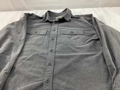 LL Bean Shirt Mens XL Reg Gray Chamois Button Up O MT03 Flannel Vintage