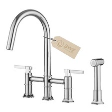 Chrome Bridge Kitchen Faucet with Side Sprayer and High Arc Spout Centerset 2...