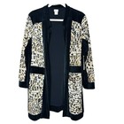 Chicos Travelers Womens Open Knit Jacket Blazer Animal L Stretch Mature Office