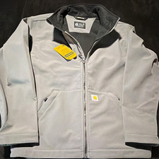 Carhartt Men's Gray Full-Zip Jacket Stand-Up Collar Relaxed Fit XL
