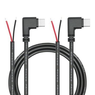 USB C to 2 Pin Bare Wire Open End Power Cord 3FT, 90 Degree USB Type C Male P...