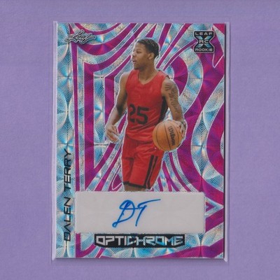 2022-23 Leaf Optichrome AUTO Kaleidoscope Pink #BA-DT1 Dalen Terry RC SN /5