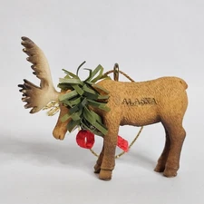 Alaska Elk Caribou Moose Christmas Tree Ornament 2.25" Country Holiday Cabin Art