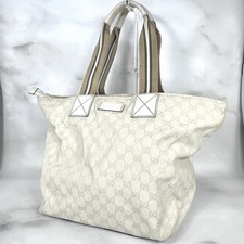 GUCCI Tote Bag White Canvas Nylon White Borsa grande autentica