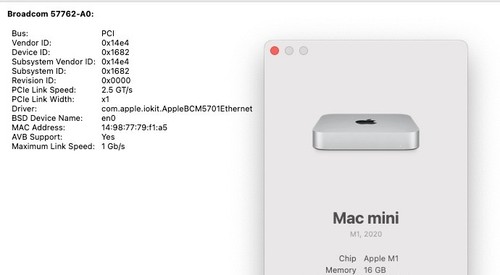Apple Mac mini M1 Chip 8-Core CPU 8-Core GPU 16GB RAM 1TB 2020 1GbE • Very Good - Afbeelding 6 van 7