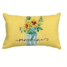 Minimalist Hello Sunshine Sunflower Plush Pillow Covers Home Cushion Case Decor