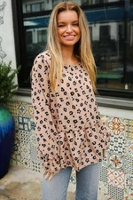 NEW FROM BOUTIQUE IN PACKAGE~ WOMENS SIZE MEDIUM  LEOPARD BABYDOLL TOP