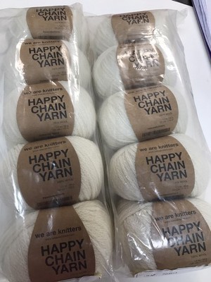 Wak We Are Knitters Happy Chain 100% Wool Natural Yarn Lot of 10 Balls New