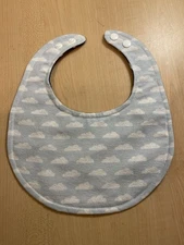 Baby Boy's Girl's Feeding Drool Bib ~ Reversible Snap Closure Cloud Print