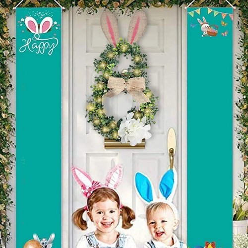 Easter Bunny-Shaped Wreath with Eucalyptus & Hydrangea, Adjustable Ears & Bow - 第 6/9 張圖片