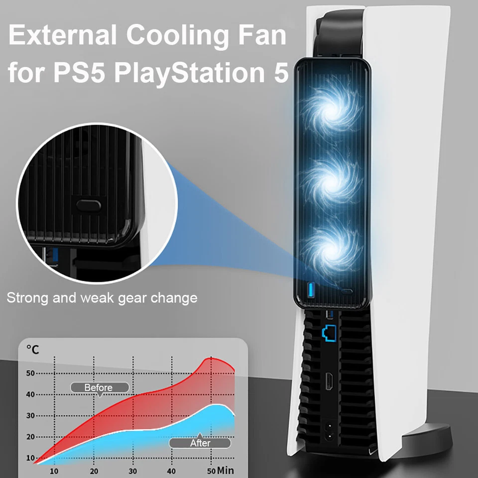 External Cooling Fan Cooler Game Accessories for PS5 PlayStation 5 Host Console - Image 3 of 4