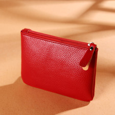 Unisex Coin Purse Female Lychee Pattern Zipper Bag PU Soft Pickup Piece Bag