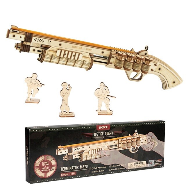 Wooden Gun Model 3D Puzzle DIY Kit Rifle Assembly Shotgun Pistol