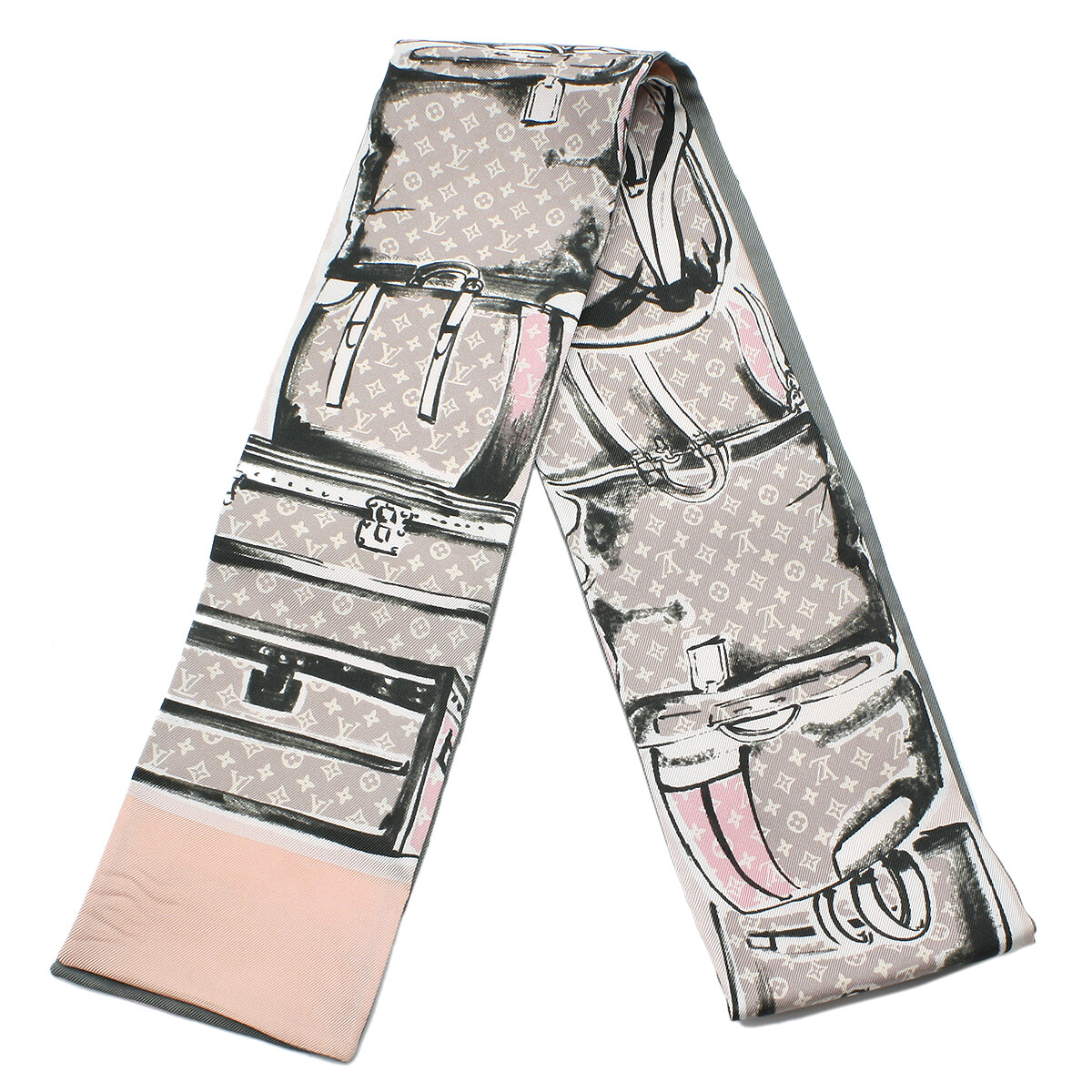 Louis Vuitton Bandeau Trunk Scarf 100% Silk M73965 Rose Poudre 