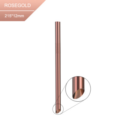 Premium Stainless Steel Rose Gold Extra Wide Metal Pointed End Straw, Bubble Tea