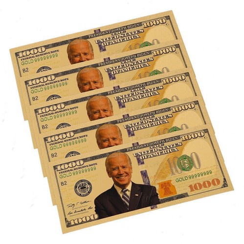 100 Pack 2024 President Joe Biden $1000 Gold Dollar Bills Funny Money Maga - Picture 2 of 7