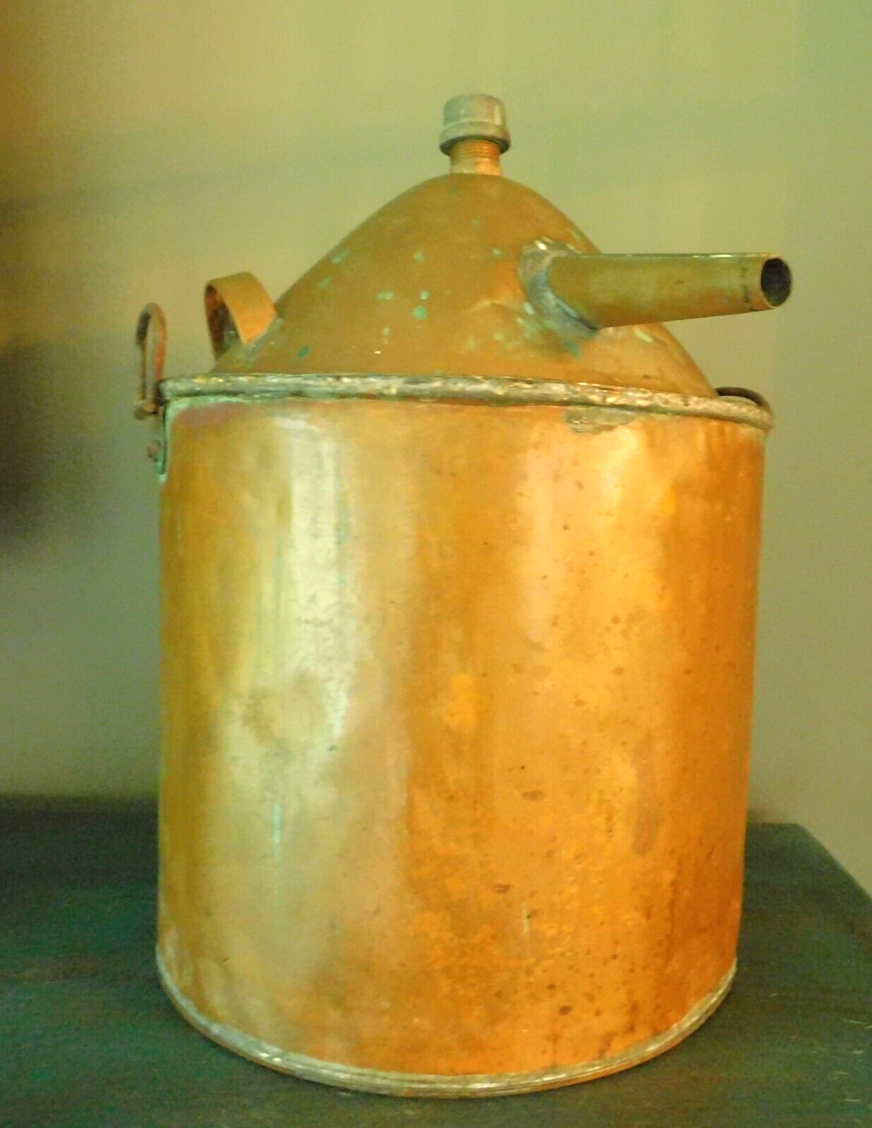 ANTIQUE PRIMITIVE HANDMADE COPPER MOONSHINE STILL / 20" High