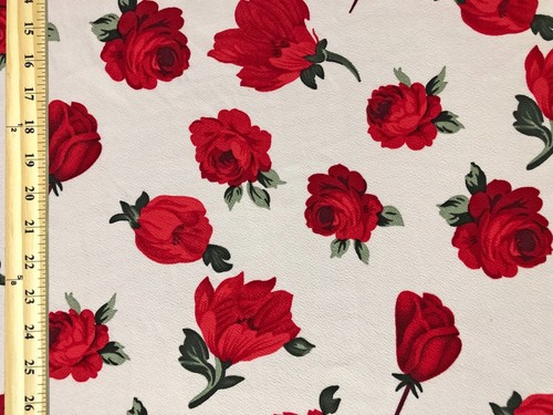 Liverpool Fabric-Ivory Red Roses-LVPR334-Sold by the Yard - Picture 3 of 4
