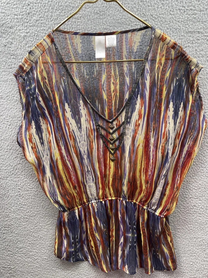Needle and Thread Blouse Top Size Small Sheer Rainbow Colors - Image 4 of 4