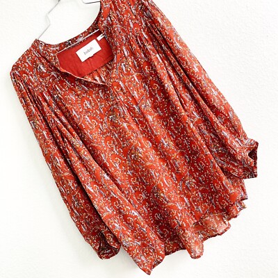 BA&SH Colline Terracota Lady top Large 10 size 3 blouse metallic paisley floral