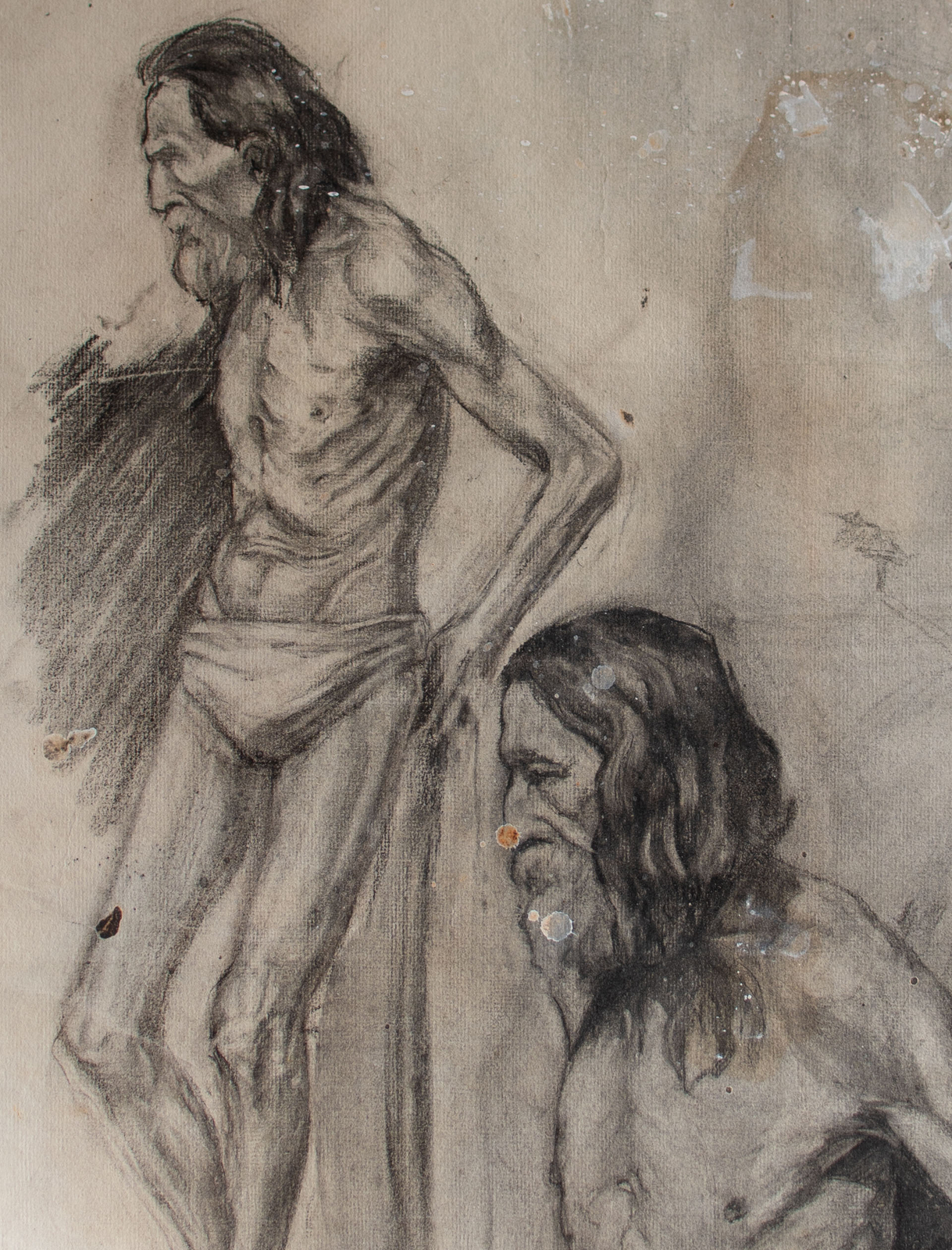 Georg Blümhuber desnudo de hombre estudio realismo arte Múnich signo dibujo alrededor de 1900