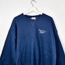 Vintage Embroidered Reebok Sweatshirt 90s Navy Blue Large NEW WITH ORIGINAL TAGS