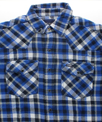 Wrangler Men's Textured Western Shirt Jacket Heavy Plaid Long Sleeve Snap Button