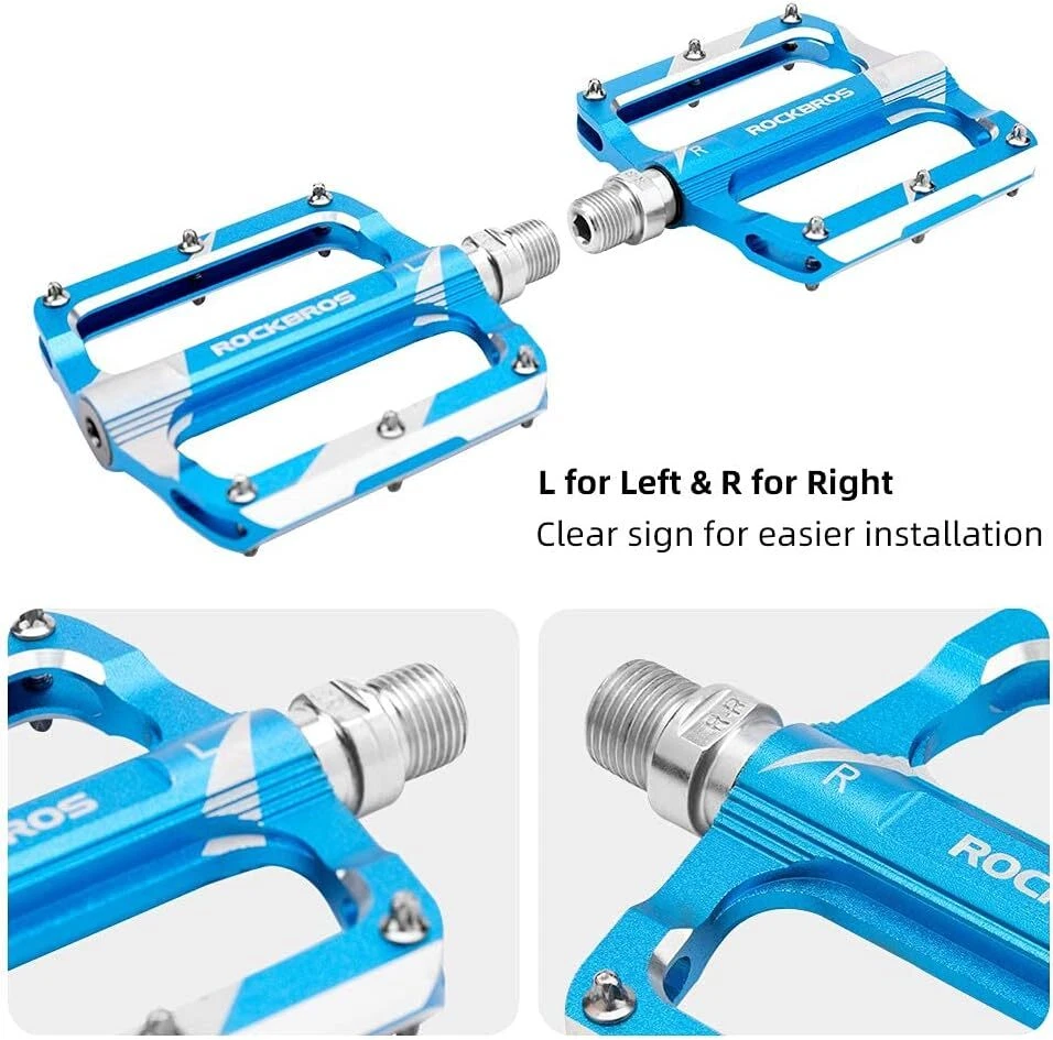 Pedales planos para bicicleta ROCKBROS 9/16"" cojinete sellado ligero de aleación de aluminio 2 un. Foto 3 de 4