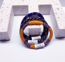 GOLD  NAVY -Original Roll-On  Bracelets, 7" round, made in Nepal 2 3 Sets 