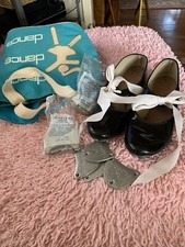Dance Tap Shoes No Size 7ish Bag And Extra Taps Bag Stained Vintage Aqua Bag