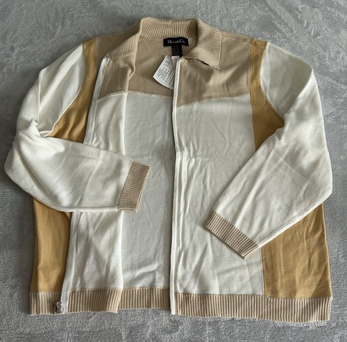 Denim & Co NWT Knit Cardigan Womens 1X Buttery ColorBlock Zip Preppy Coastal - 第 8/12 張圖片