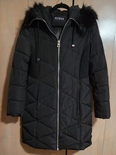 Guess Faux Fur Hooded Long Quilted Winter Puffer Jacket Coat Size L Read Detail
