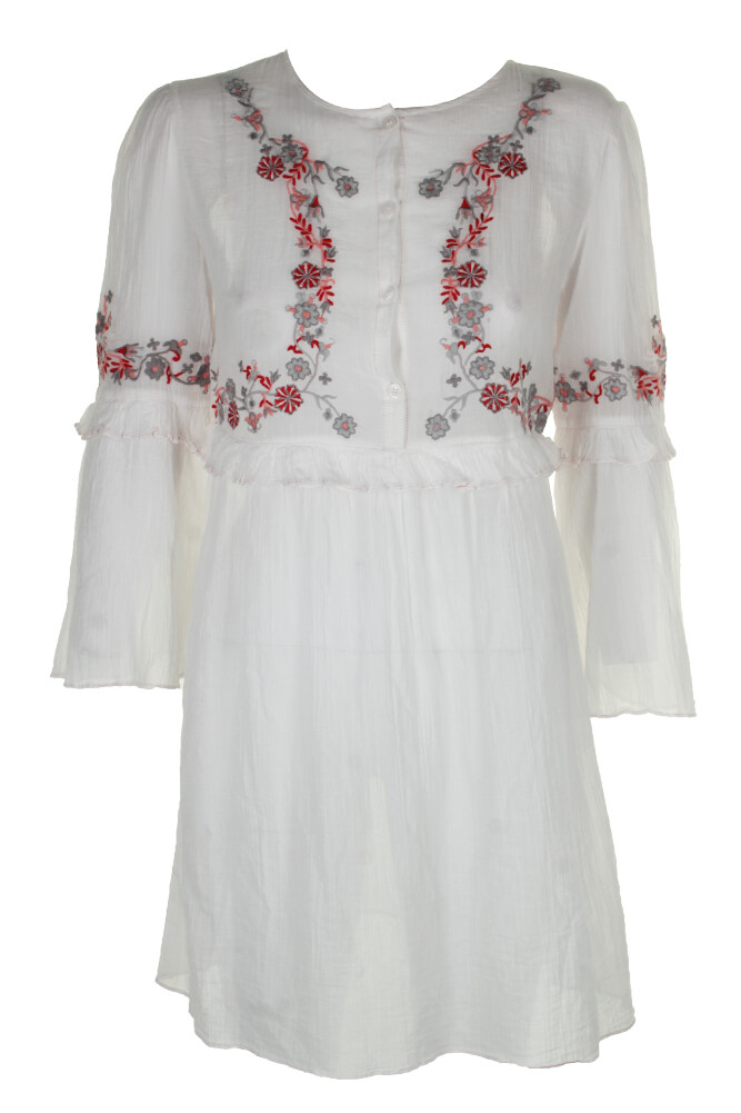 Max Studio London Womens Embroidered Shift Dress Cream