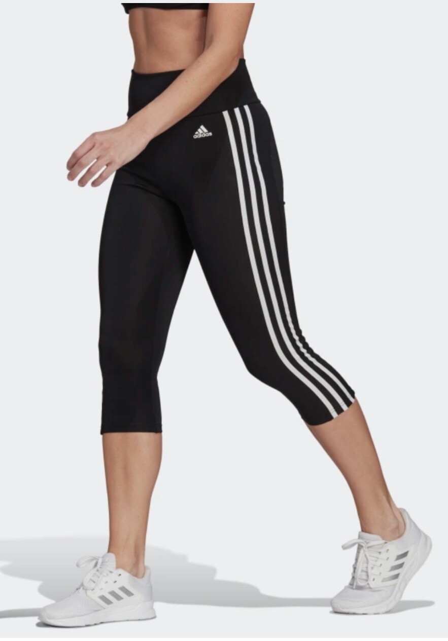 NWT: Adidas Women's D2M High-Rise 3-Stripe 3/4 Leggings, Black, Size L.  MSRP $40 194811737788 | eBay