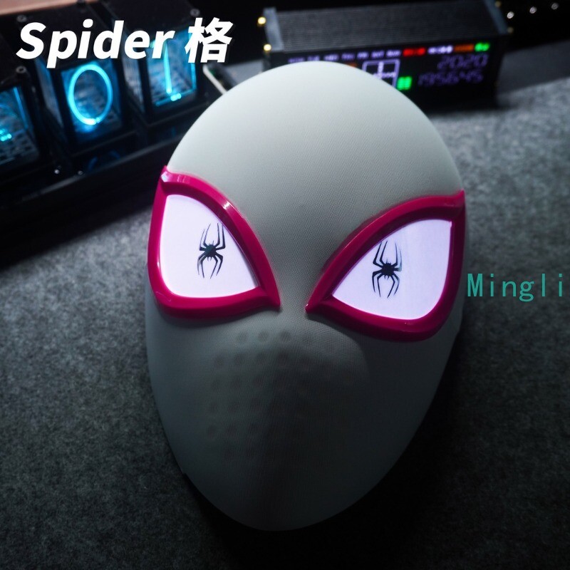 Spiderman Gwen Mask LED Light Eyes Wearable Cosplay Mask Halloween