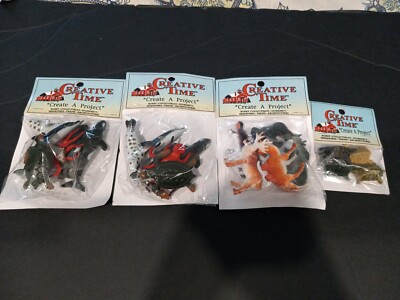 4 PACKAGES OF CREATIVE TIME CREATE A PROJECT 2 INCH SEA,JUNGLE AND MINI TURTLES 