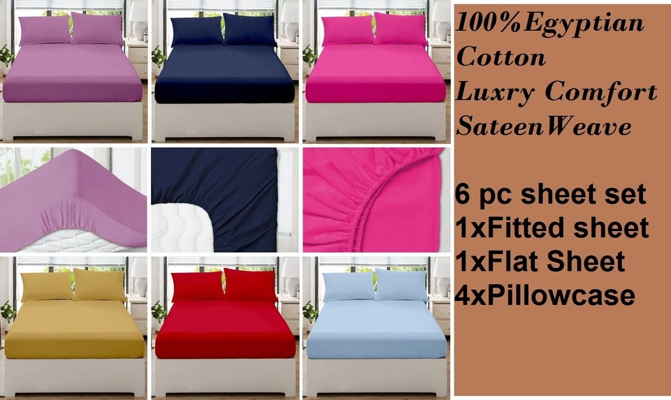 Hotel Quality 1000TC Egyptian Cotton 6PCc Sheet Set Extra Deep US King All Color - Image 2 of 4