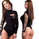 Bodysuit Women Long Sleeve Leotard Black Lingerie Top blouse stretchy Body Suit
